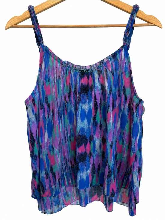 aerie Tops - Aerie Blue, Purple & Pink Printed Braided-Strap Tank Top, Size Medium